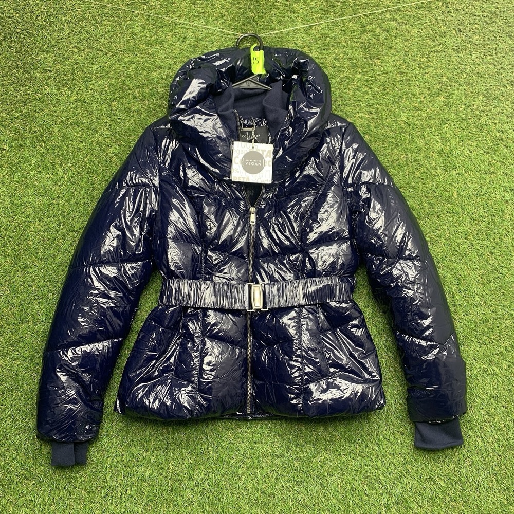 Coalition LA Vegan Puffer Jacket Womens Large Belted Cropped Grape Purple NWT